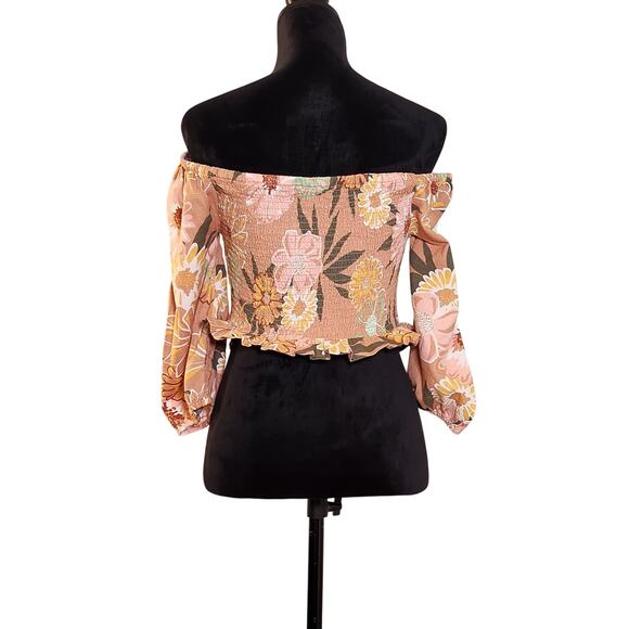 ROXY Off-the-shoulder Floral Print Top, Size Small - Picture 4 of 13